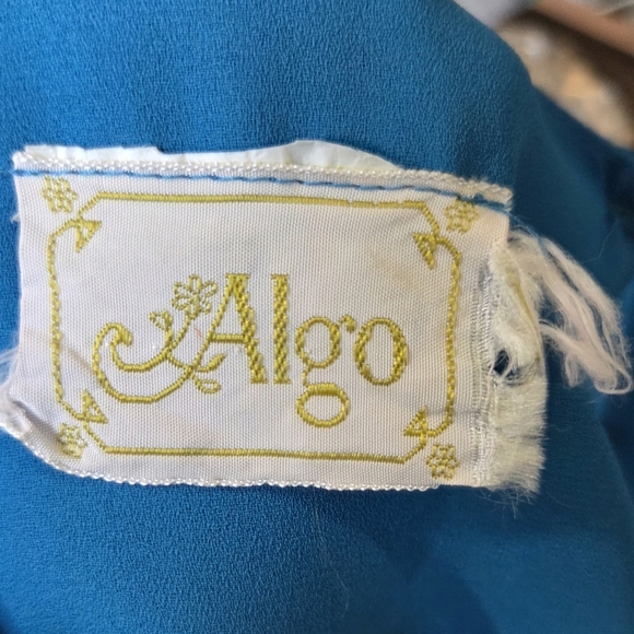 Algo Vintage Elegant Blue Ruffle Sleeve Midi Dress Size L - Picture 7 of 7